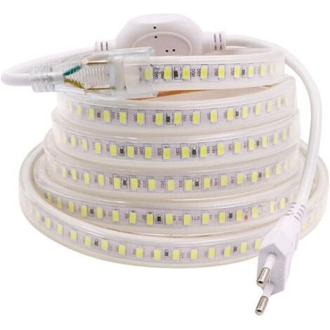 Bande lumineuse LED, barre lumineuse LED, éclairage LED, alimentation 220 V CA, 2835 watts, étanchéité IP68, 144 LED/mètre, 900 lumens, barre lumineuse LED (lumière blanche froide, 8 mètres)-Chrom (1/5)