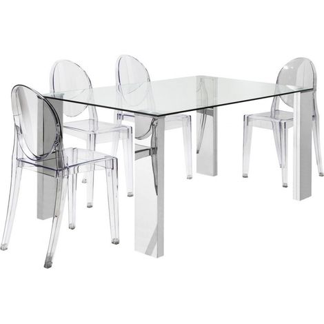 Mesa Orinoco de cristal y patas metálicas. 150 cm(ancho) 76 cm(altura) 90 cm(fondo) (1/2)