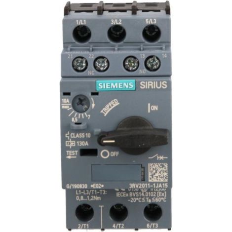 Interruptor automático para motor 3P 4,5 kW 7-10 A 1Z 1R S00 3RV2011-1JA15