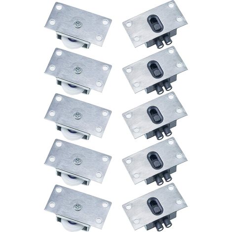5 pares de ruedas para puertas corredizas, muebles y ventanas, antióxido, silenciosas, resistentes al desgaste, para armarios, armarios y ventanas (plateadas)