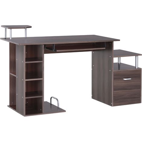Scrivania da Ufficio per PC in Legno Marrone Scuro Effetto Legno 152x60x80 cm (1/5)
