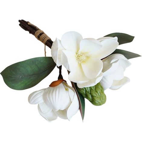 1 Tige fleur artificielle magnolia, 28 cm, tissu, décoration intérieur mariage bureau (1/5)