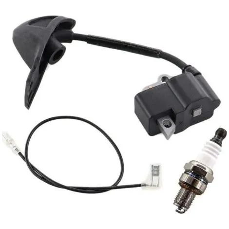 Bobine d'allumage avec bougie pour souffleur de feuilles Stihl BG56, BG56C, SH56, BG86, BG86C, SH86 C. Remplace les références 4241 400 1307, 4241 1306 B et 4241 400 1318. (1/3)