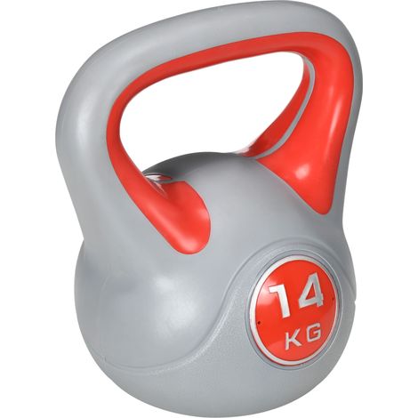 Kettlebell per Allenamento 14 Kg Base Piatta e Impugnatura per Stacchi in PU e Sabbia Rosso (1/5)