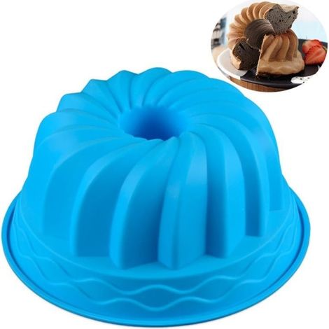 Moule à gâteau en silicone bleu, moule à cake antiadhésif, moule pâtisserie souple, 1 pièce, idéal pour quatre-quarts et desserts, usage facile et démoulage net. (1/3)