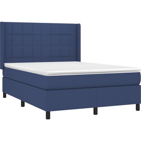 vidaXL Giroletto a Molle con Materasso Blu 140x190 cm in Tessuto (1/5)