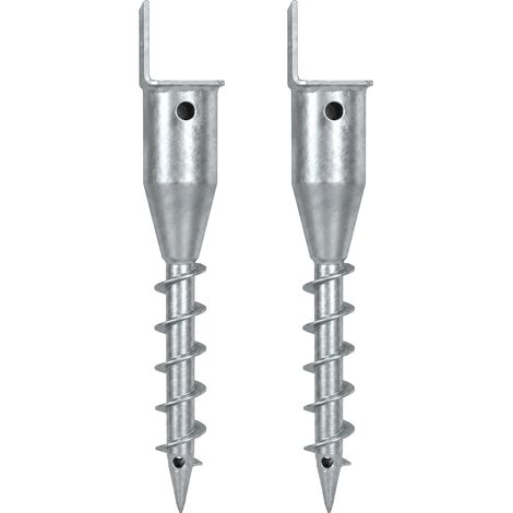 2x L-Profil Bodenhülse zum einschrauben 46,5 cm Länge feuerverzinkt für Vierkanthölzer 9,5x7 (1/5)