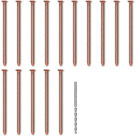 Lot de 15 clous en cuivre pour l'élimination des souches d'arbres, clous en cuivre pur de 8 cm de long avec foret, pointes pour l'enlèvement de souches - FFY (1/4)