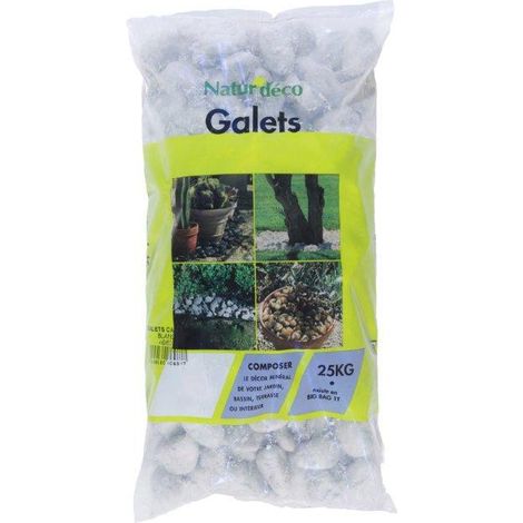 Galets décoratifs marbre blanc 40/60 – Sac de 25kg pour aménagement extérieur – Idéal pour gabions et rocailles
