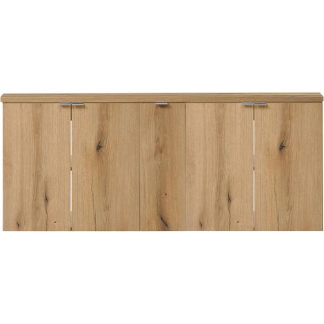 Mueble bajo lavabo Newport mural con 5 puertas 140x60x40 cm MDF - Roble (1/5)