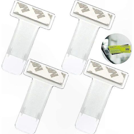 Lot de 4 porte-tickets pare-brise transparents, clips autocollants pour carte de stationnement auto, étui à permis S (1/5)