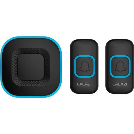 Wireless Doorbell, Smart LED Doorbell for Home, 1 Doorbell, 2 Buttons, Black