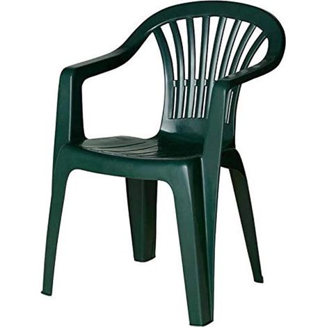 TRADE SHOP - Set 2 Pz Sedie Da Giardino Poltrona Monoblocco Con Braccioli Colore Verde 020362 -
