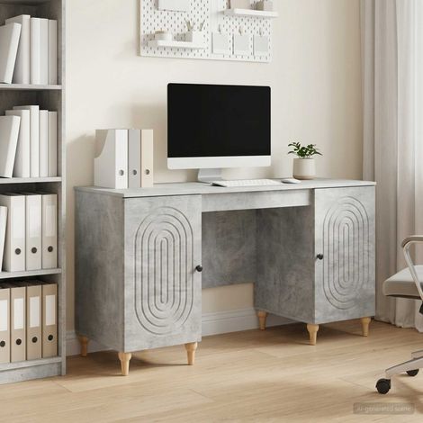 vidaXL Scrivania con lo scaffale Grigio Cemento 142,5 x 50 x 75 cm (1/5)
