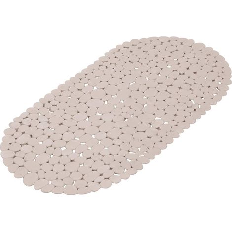 Fond de Baignoire - 1 Pièce - PVC Uni Taupe - Motif Galets Antidérapant - Salle de Bain - 36 x 69 cm (1/2)