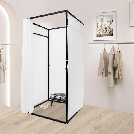 vestiaire autoportant, vestiaire, carré, tente, séparateur de pièce, rideaux portable pour magasin de vêtements, 100 x 100 x 200 cm (1/5)