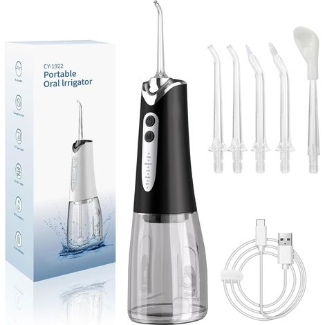Jet Dentaire Hydropulseur Portable, Irrigateur Oral 5 Modes et 5 Buses (1/5)