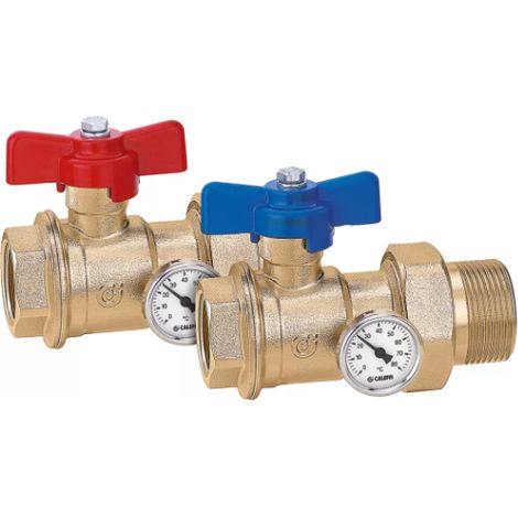 Paar Kugelhähne mit Innengewinde und Außengewinde mit Rohrverschraubung 1 "x1 1/4" Caleffi 391167  1" x 1 1/4"