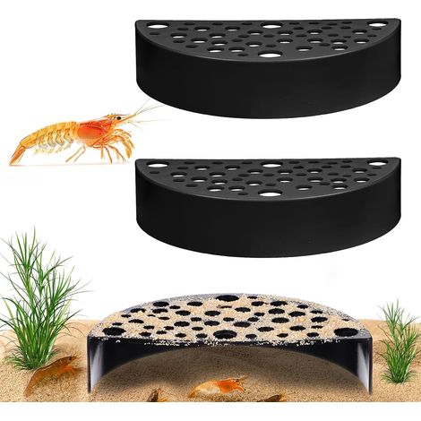 nascondigli in plastica per gamberetti, creativi nascondigli sotterranei per gamberetti, grotta semicircolare in ABS, accessori per acquario per piccoli pesci dove giocare e riposare (nero) (1/5)