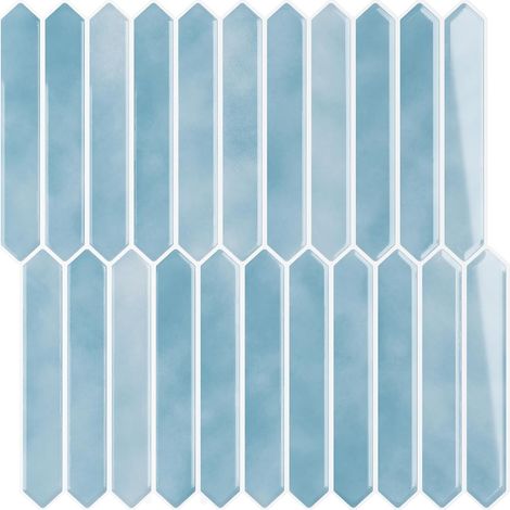 Crédence Adhésive Cuisine Bleu Hexagonal 3D Carrelage Adhesif Mural Marbre Bleu 6 Pièces Dalle PVC Adhesive Murale Salle de Bain Buanderie Imperméable Decoratif Cheminée 30,5 cm x 30,5 cm (1/5)