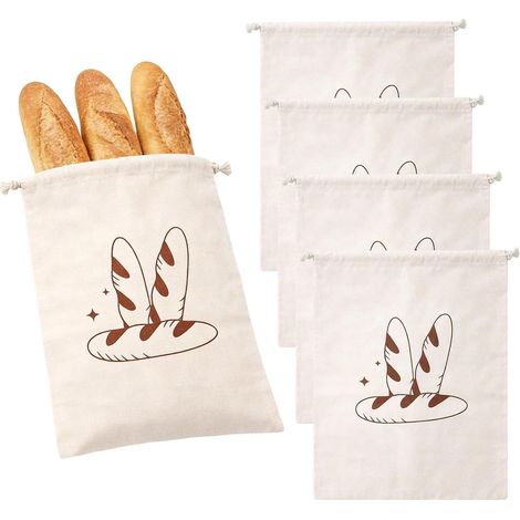 Sacs à pain en lin JeiibrZui - 30 x 40 cm - Lot de 4 - Naturel - Tissu respirant pour le pain et les légumes (1/5)