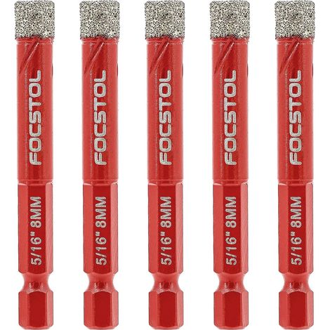 Foret Diamant Sec - 5 pièces 8mm Trépan Diamant avec Changement Rapide Tige Hexagonale pour Céramique Carrelage Porcelaine Marbre Granit (1/5)