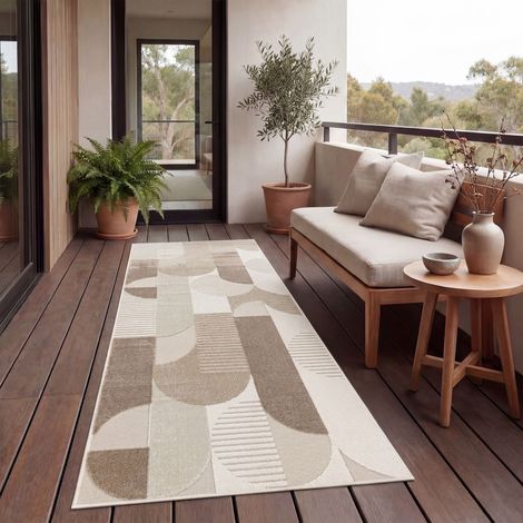 Paco Home Tappeto Cucina Da Esterno Salotto Moderno Balcone Scandinavo Boho Monocolore 60x100 cm, Beige 2