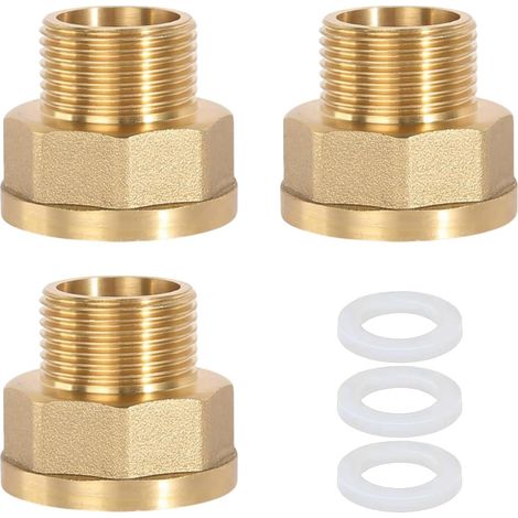 3 Stück Reduzierstück 1 Zoll auf 3/4 Zoll, Messing Reduzierung AG/IG G1 Zoll auf G3/4 Zoll Reduzierung Reduzierverlängerung mit Gummidichtung für Wasserleitungen Umwandlung von Rohrverbindungen (1/5)