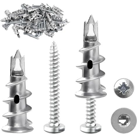 30 Pièces Cheville pour Plaques de Plâtre, 35×8mm Alliage Zinc Cheville  Autoforeuse Placo, Chevilles Autoperceuses en Métal avec Vis, pour Fixation Dans Béton Briques Plaques Plâtre Cadres Photo (1/5)