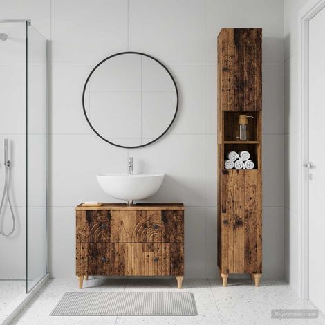 vidaXL 2 Piece Bathroom Cabinet Set ALKMAAR Old Wood Engineered Wood (1/5)