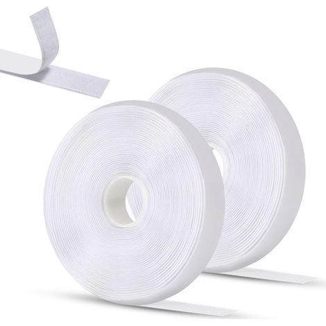 Lot de 2 5m x 2cm Blanc Ruban Adhésif, Scratch Autocollant Double Face, Autocollant, Adhésif Puissant Convient Aux Cadres Photo, Fenêtres, Moustiquaires, Bricolage (1/5)