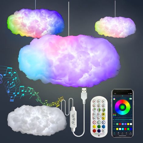 Kit di luci 3D Big Cloud Lightning, sincronizzazione musicale, bianco caldo, striscia luminosa multicolore, telecomando wireless a 360 gradi, app fai da te gratuita, decorazioni più belle per adulti e (1/5)