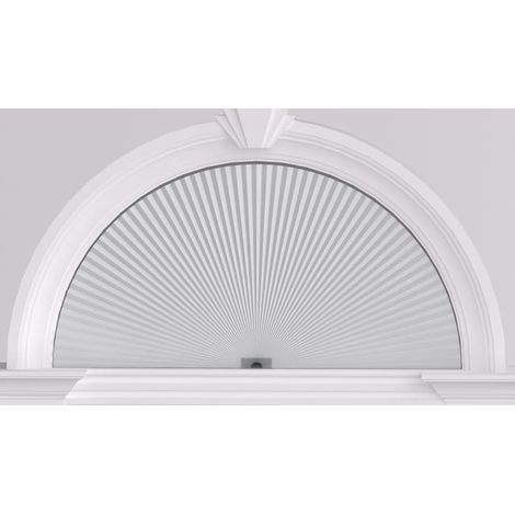 Rideaux occultants semi-circulaires auto-adhésifs à structure alvéolaire, faciles à installer (45 cm, blancs), de haute qualité. (1/5)