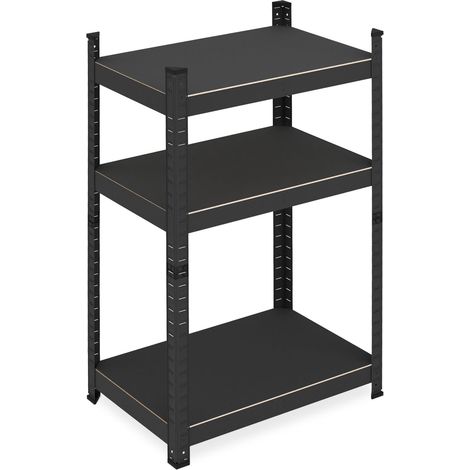 Estantería para cargas pesadas 3 niveles ajustables garaje taller 90 x 40 x 150 cm de acero negro 130014310 (1/5)