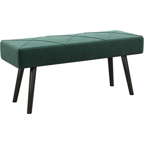 Banc rembourré aspect velours avec structure en X  adapté aux chambres ou aux entrées  charge maximale : 120 kg  vert. (1/5)