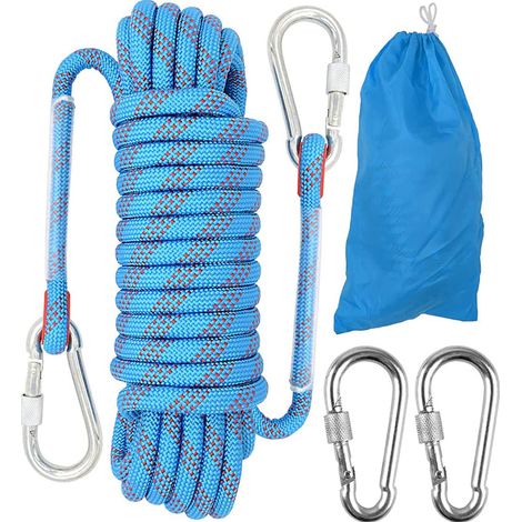 Corde escalade 10m – Nylon anti-déchirures 12mm – Résistance 21 kN pour alpinisme et sauvetage – Construction double tresse (1/5)