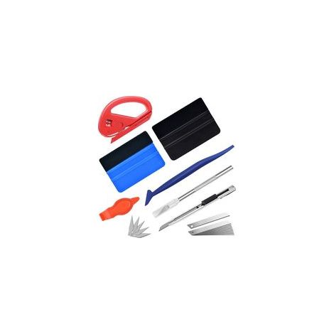 Kit Covering Outils de Film de Fenêtre de Voiture Vinyle, Kit de Raclettes Accessoires Voiture, avec Raclette en Feutre, Couteau pour Passe-Temps