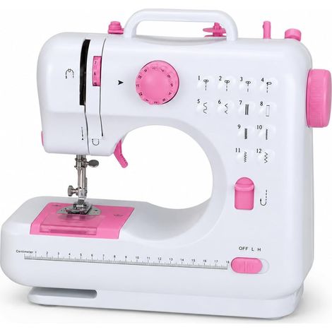 Machine à Coudre Électrique Avec 12 Programmes et Pédale, Facile à Utiliser et Pratique, Mini Portable Électrique Machine a Coudre a Main pour Vêtements Tissus Voyage à Domicile (Rose) (1/5)