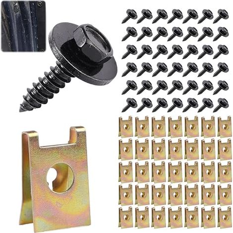 U-Clip Vis De Fixation Écrou Clip Vis Garde-Boue Automobile Vis Carrosserie U-Clip Vis Boulons Voiture Voiture Panneau Porte Intérieu (1/5)