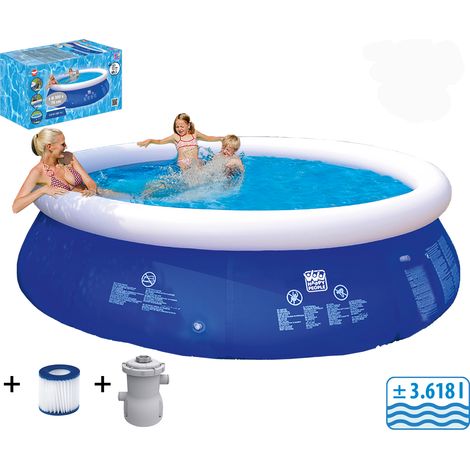 HAPPY PEOPLE QuickUp Pool blau 300 x 76 cm inkl. Filterpumpe, 3618 Ltr