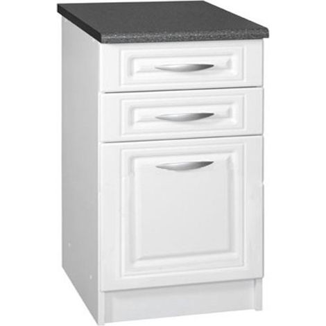 Tendencio – Meuble bas cuisine 90 cm – 3 tiroirs – Élément de rangement en blanc – Design moderne pour cuisine contemporaine