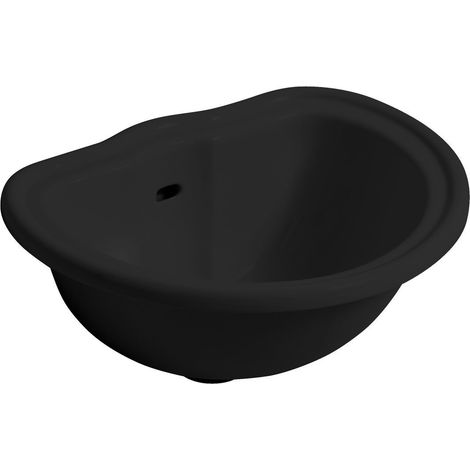 RETRO Lavabo à encastrer en céramique 50x41cm, noir mat (1/2)