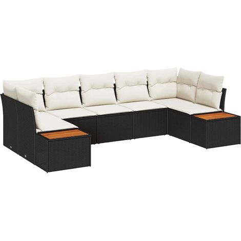 Maison Exclusive - Set Divano da Giardino 7 pz 7-Numero di posti Nero e Crema (1/5)