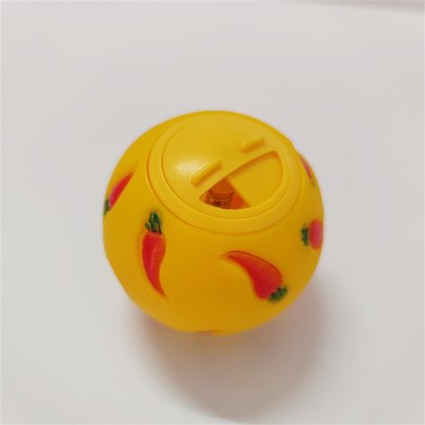 Pelota dispensadora de comida para mascotas Cross Border, para animales pequeños, pelota de movimiento lento para cobayas y conejos (amarilla, 7,5 cm de diámetro).
