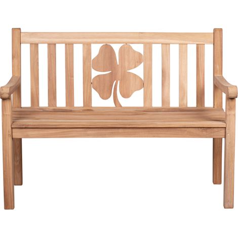 deVries WOODIE Gartenbank aus Teakholz mit eingearbeiteten Kleeblatt 120x60x89 cm