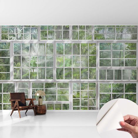 Carta da parati autoadesiva - Fotomurale adesivo - soggiorno moderno - resistente - Foresta verde 416x254 cm (1/5)
