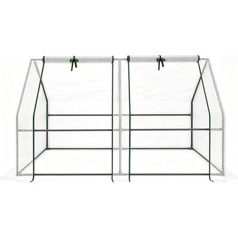 CHICFURN Invernadero de jardín mini compacto blanco 180x90x90 cm con cubierta de polietileno impermeable UV, 2 ventanas enrollables y estructura de acero (1/5)