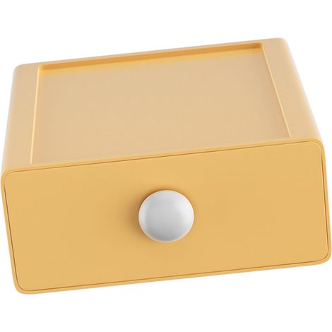 Boîte de rangement de bureau multifonctionnelle pour tiroir, gain de place et grande capacité, jaune. Organiseur de rangement pour fournitures de bureau et maison. (1/5)