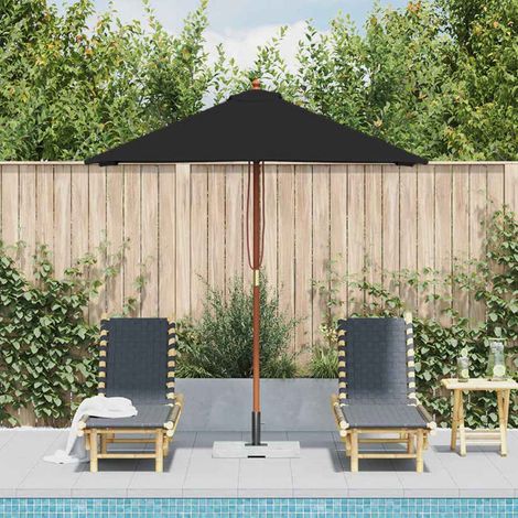 Parasol d'extérieur, Parasol pour Balcon Jardin Plage Terrasse, avec mât en bois Noir 150x200 cm OIB1736E (1/5)