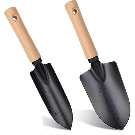 2 pièces multifonction jardin Trowel lot pour Gardening et camping robuste usage Shovel avec bois Handle Hand Trowel (1/5)